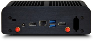 Rear view of the UltraNUC Pro 7 Fanless PC - Newton S7D, shown with Wi-Fi option
