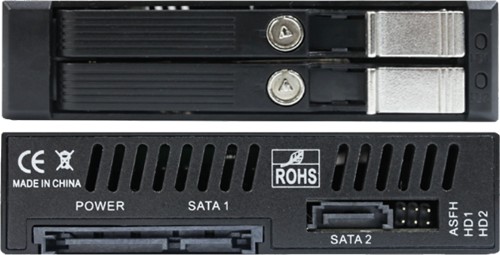 Front and back of the Nofan SSD Caddy