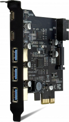 PCIe to 3x Type-A and 2x Type-C USB Card with USB header